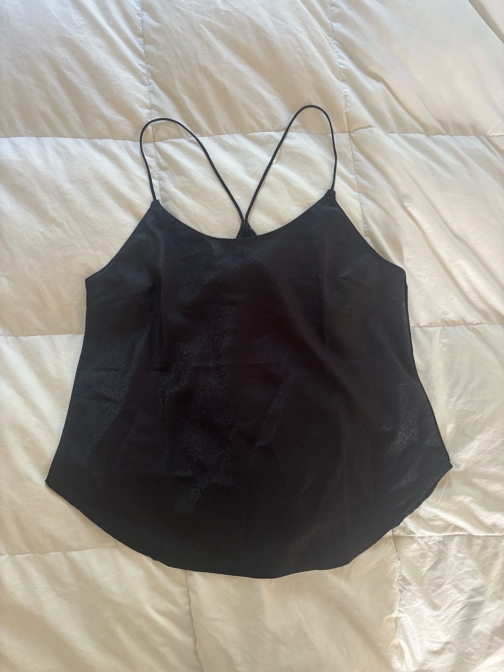 VS Black Leopard Print Satin Cross-Back Cami Top